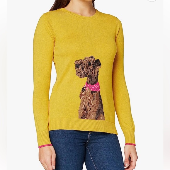 Joules Sweaters Joules Crew Neck Yellow Dog Front Long Sleeve